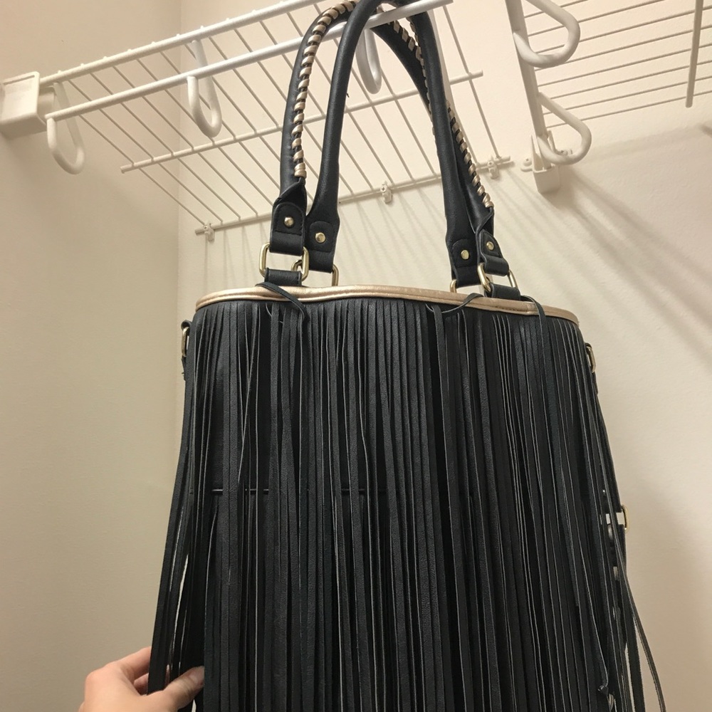 Steve Madden black fringe crossbody/ shoulder bag!